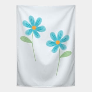 Pastel Blue Flowers Tapestry