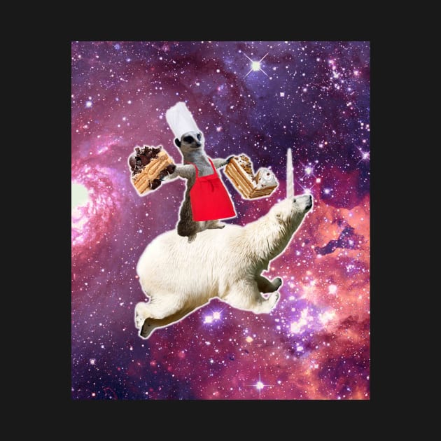 Lemur Riding Bear Unicorn Eating Cake by Random Galaxy