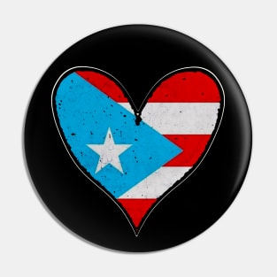 I Love Puerto Rico Heart Boricua Flag Pin