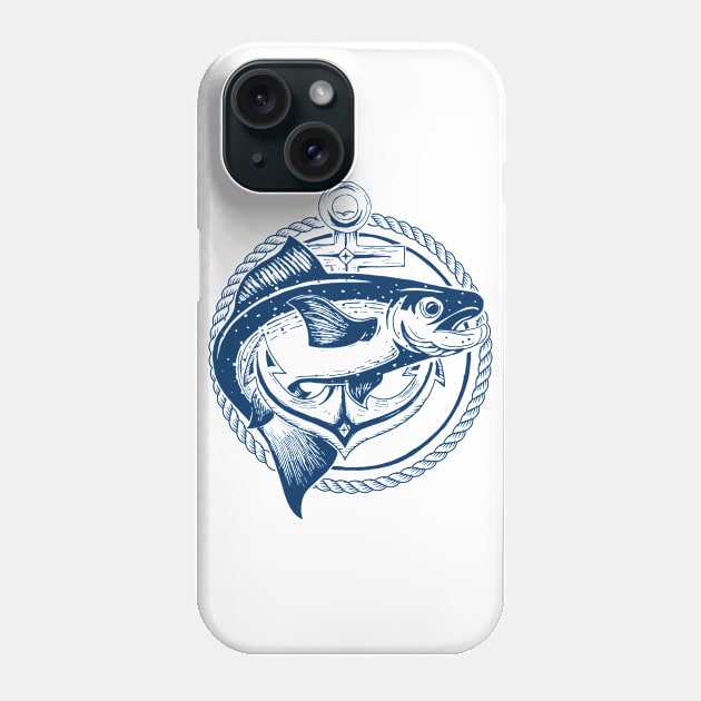 Fish & Anchor Phone Case by Digster