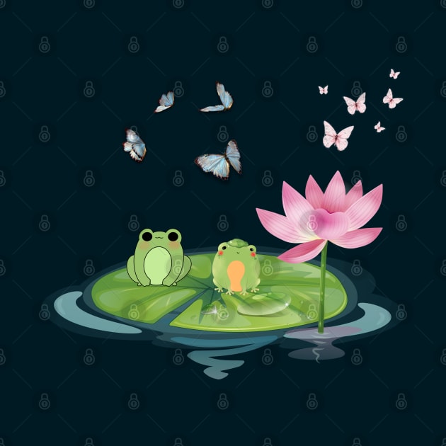 Lotus Frogs Butterflies illustration by BellaPixel