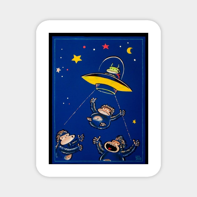 UFO Abduction Apes Magnet by WalterMoore