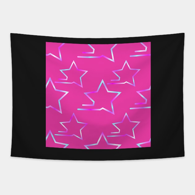 Fast Stars Magenta and Blue on Deep Pink Repeat 5748 Tapestry by ArtticArlo