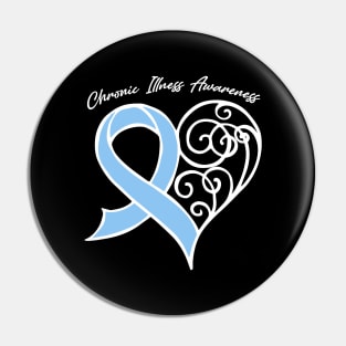 Chronic Illness Awareness Heart Ribbon Gift Valentines Day - In This Family Nobody Fights Alone Pin