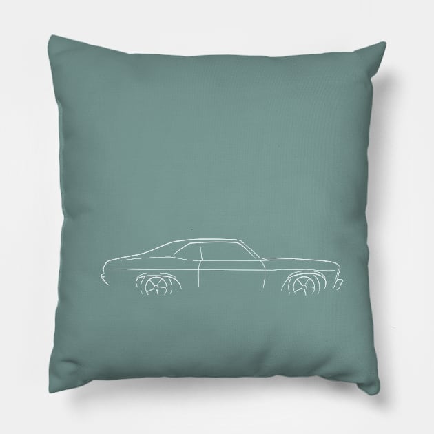 Chevy Nova SS Profile - profile Stencil, white Pillow by mal_photography