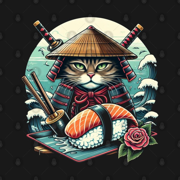 Cute Samurai Sushi Cat | Women’s Funny Japanese Cat Lover by CP6Design