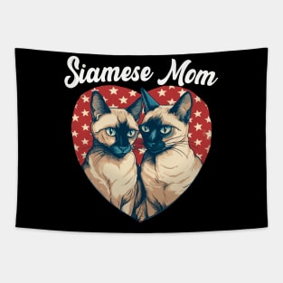 American flag Cat Mom Siamese Cat 4th of july Tapestry