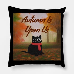 Autumn Season Cozy Cat Tee Pillow