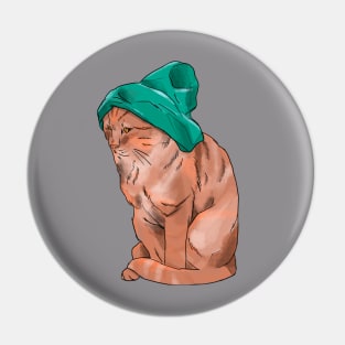 Cat with Beanie Pin