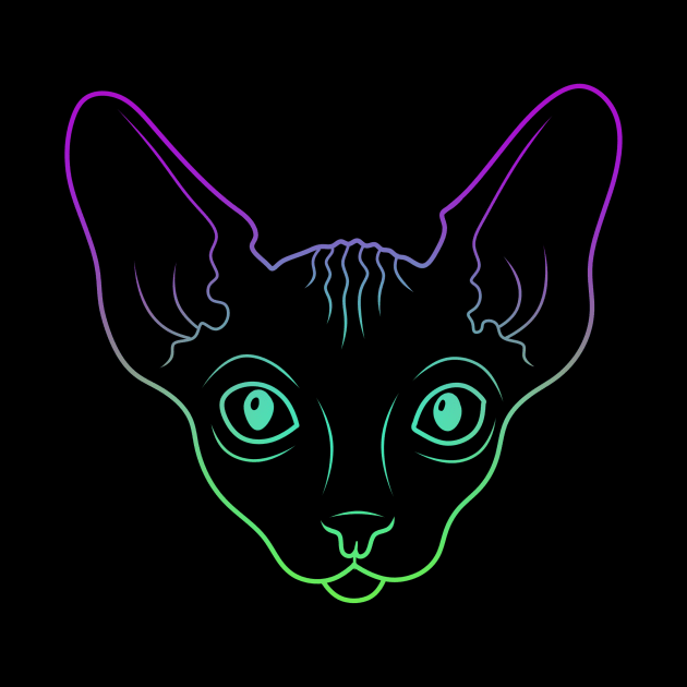 Purple-Green Sphynx Cat by ArtFork