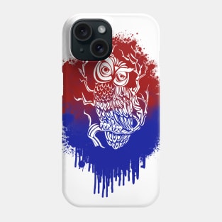 Owl in Red & Blue Splash Phone Case