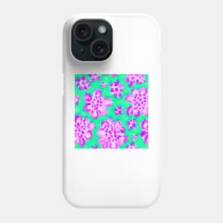 Purple daisies on green watercolor seamless pattern Phone Case