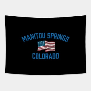 Manitou Springs Colorado Vintage USA Flag Tapestry