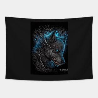 Wolf with blue spark Tapestry