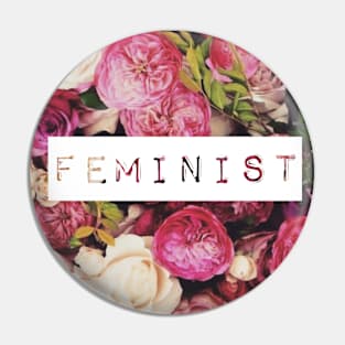 Feminist Floral Label Maker Typography Pin