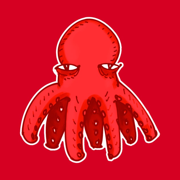 red octopus cartoon style funny illustration by anticute