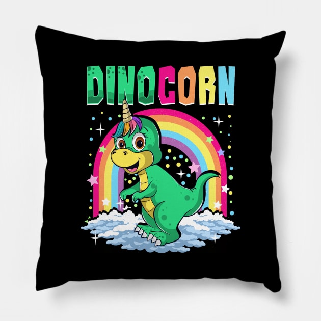 Cute Dinocorn Dinosaur & Unicorn Unisaur Pillow by theperfectpresents