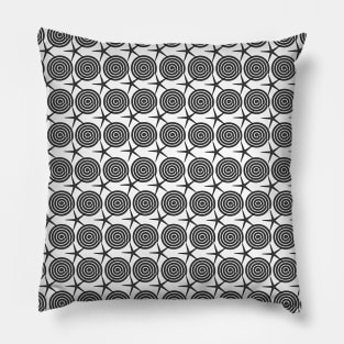 Black and white spiral with star Pillow