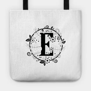 Black & White E Initial Tote