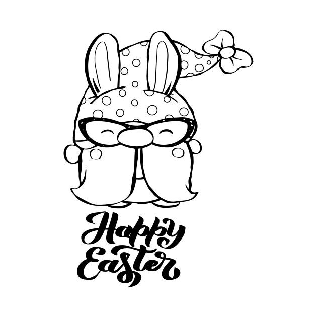 Cute bunny gnome ,happy Easter cartoon, Cartoon style. by 9georgeDoodle