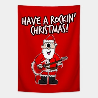 Have A Rockin' Christmas Santa Guitarist Electric Guitar Tapestry