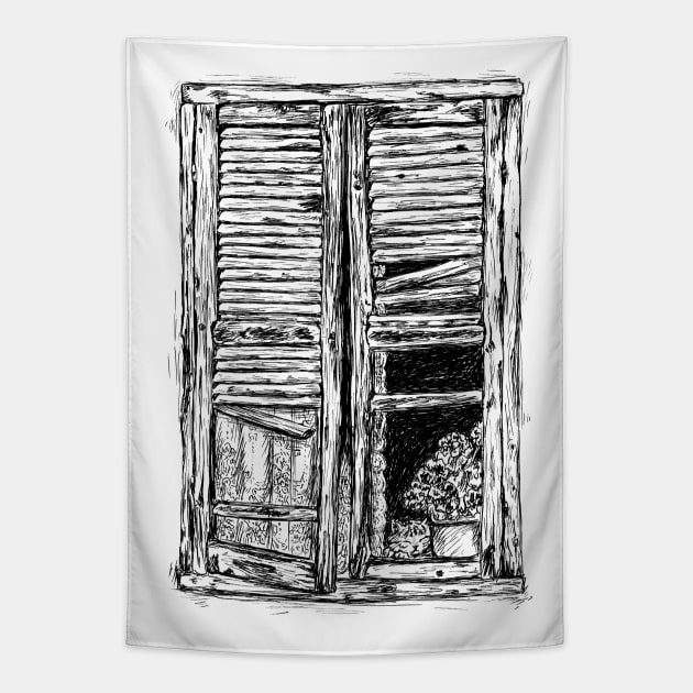 Old window image Tapestry by rachelsfinelines