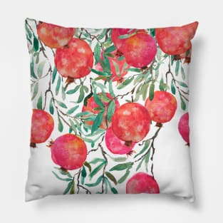 red orange pomegranate watercolor 2020 Pillow