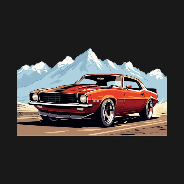 Camaro Red Mountain Cartoon by SynchroDesign