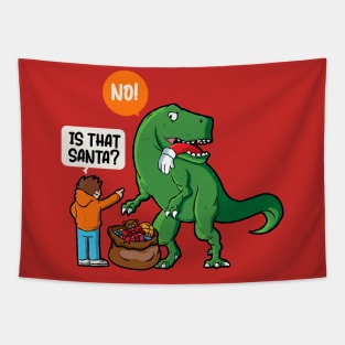 Funny Christmas Trex eating Santa Tapestry