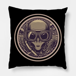 alien octopus. Retro. Cool Pillow