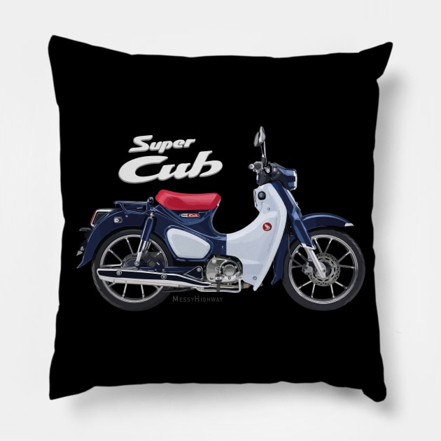 Honda Super Cub C125 19 blue, s Pillow by MessyHighway