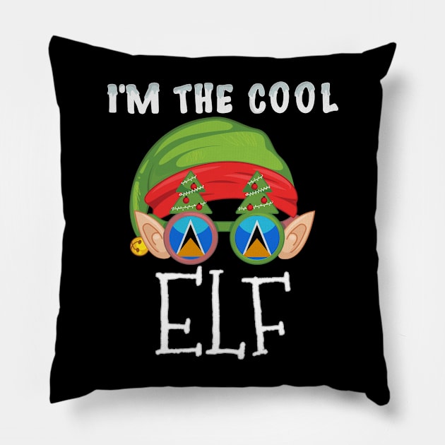 Christmas  I'm The Cool St Lucian Elf - Gift for St Lucian From St Lucia Pillow by Country Flags