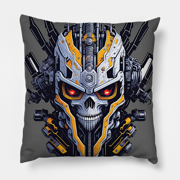 Mecha Skull S01 D82 Pillow by Houerd