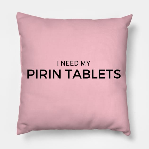 Pirin Tabletds | The Birdcage | Black Print Pillow by monoblocpotato