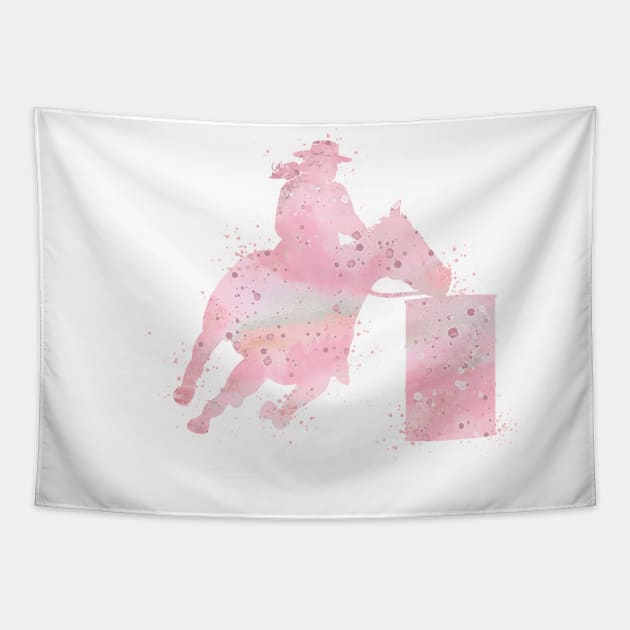 Barrel Racer Girl Blush Pink Watercolor Rodeo Gift Tapestry by LotusGifts