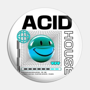 ACID HOUSE  - 3D Smiley (Blue/Black) Pin