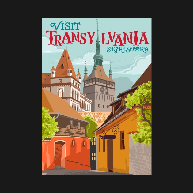 Travel Poster Transylvania - Sighisoara, Siebenbürgen, Segesvár by qpiii