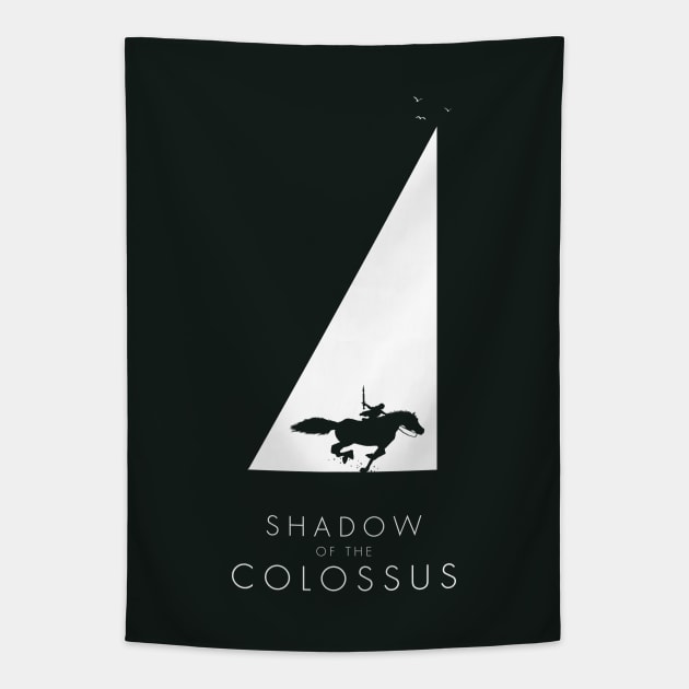 Shadow of the Colossus - Sanctuary silhouette white Tapestry by Mandos92