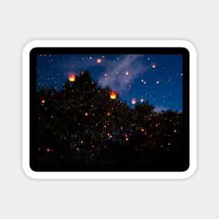 Lantern floating in the night sky Magnet