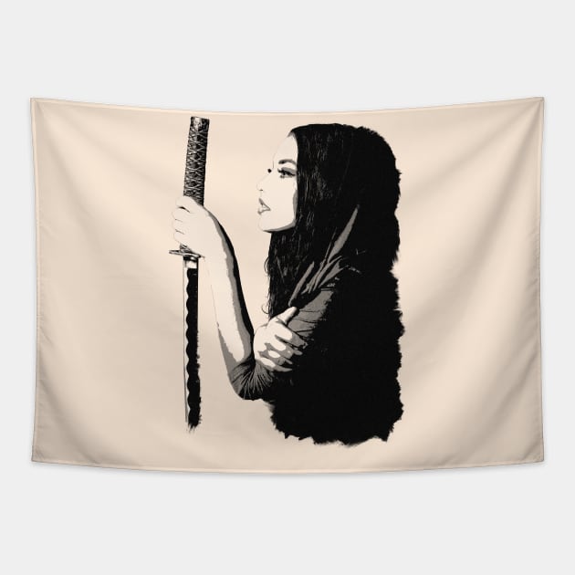 Samurai Girl Portrait Tapestry by nolabel