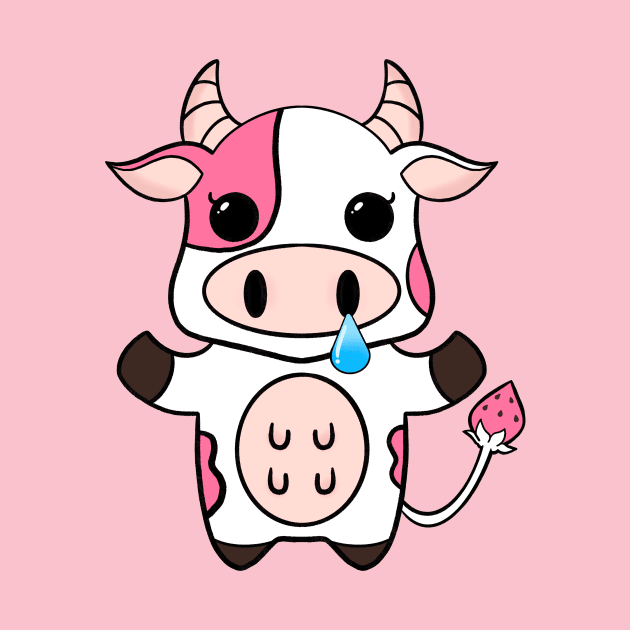 Strawberry cow cartoon design by Cuteful