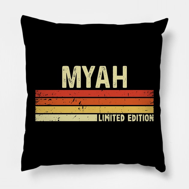 Myah First Name Vintage Retro Gift For Myah Pillow by CoolDesignsDz