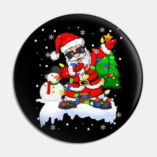 Funny Christmas Lights Dabbing Santa Snowman Xmas Dab Dance Santa Pin