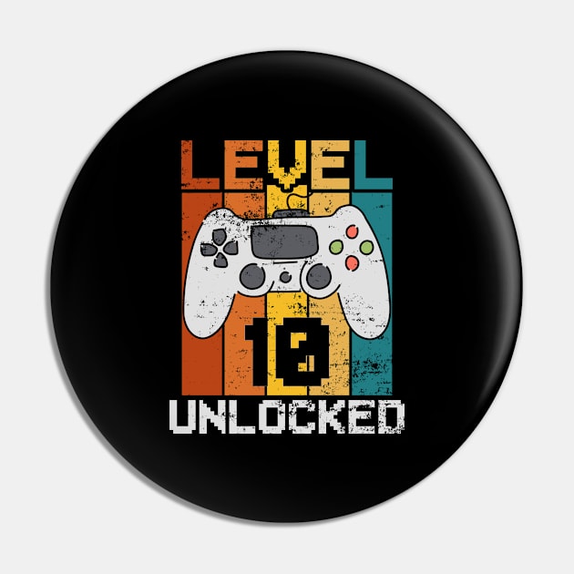 Level 10 Unlocked, Retro 10th Birthday Gamer Pin by ishimkp