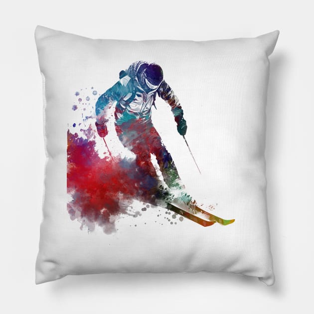 Ski sport art #ski #sport Pillow by JBJart