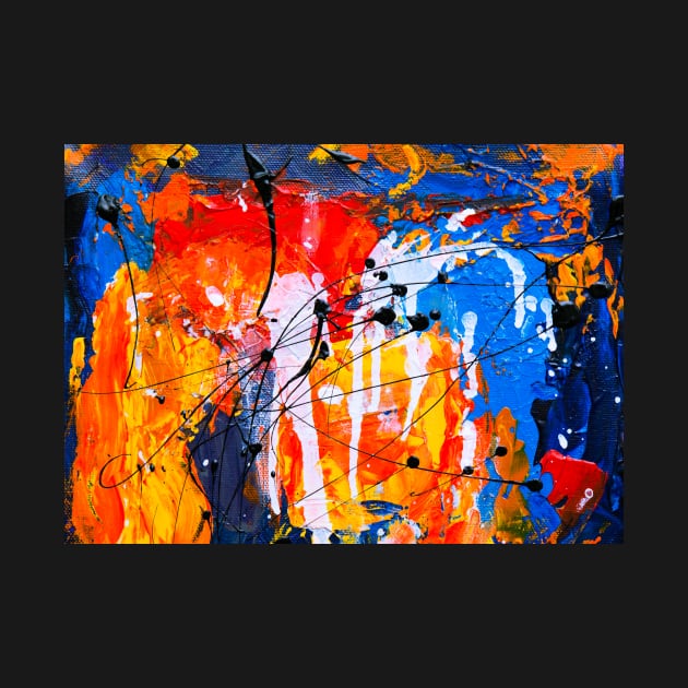 Orange and blue abstract painting by mydesignontrack