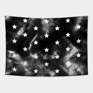 Black Tie-Dye and Stars Tapestry