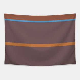 A subtle tailoring of Carolina Blue, Mocha, Deep Taupe, Redwood and Peru stripes. Tapestry