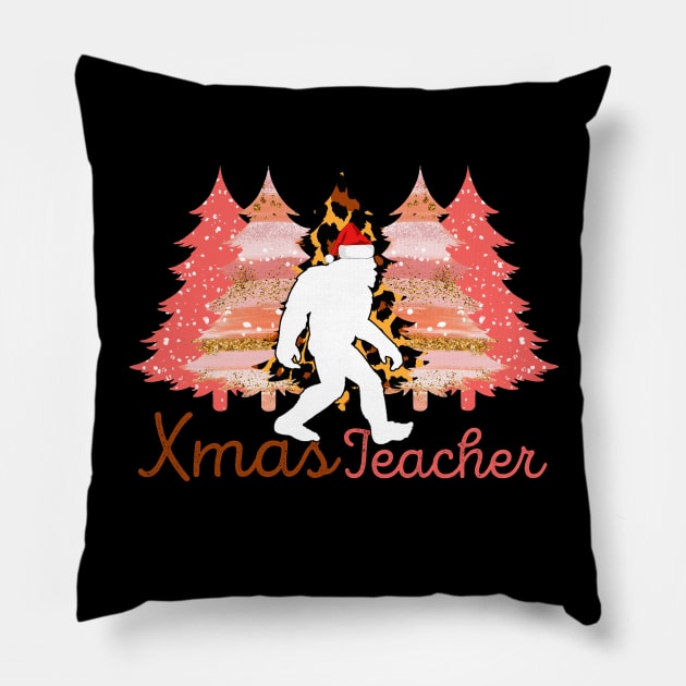 Bigfoot Santa Claus Bigfoot  Sasquatch teacher leopard Christmas Gift Pillow by NIKA13