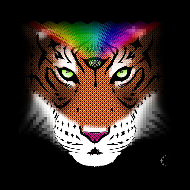 Third Eye of the Tiger Rainbow | Half Tone T-Shirt by ConstellationPublishing